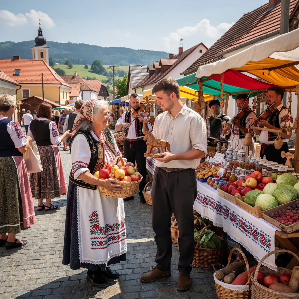 A close-up of unique local cuisine served on a rustic wooden table, highlighting the culinary treasures of Slovakia.