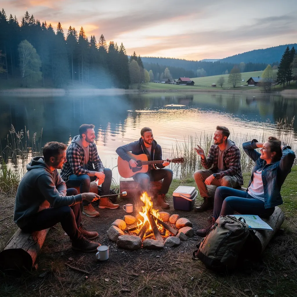 A serene landscape showcasing rolling hills and a quaint village nestled in the valley of Slovakia.